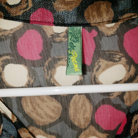 Poema Sheer Ruffle Top Blouse Size Large - Picture 6 of 7